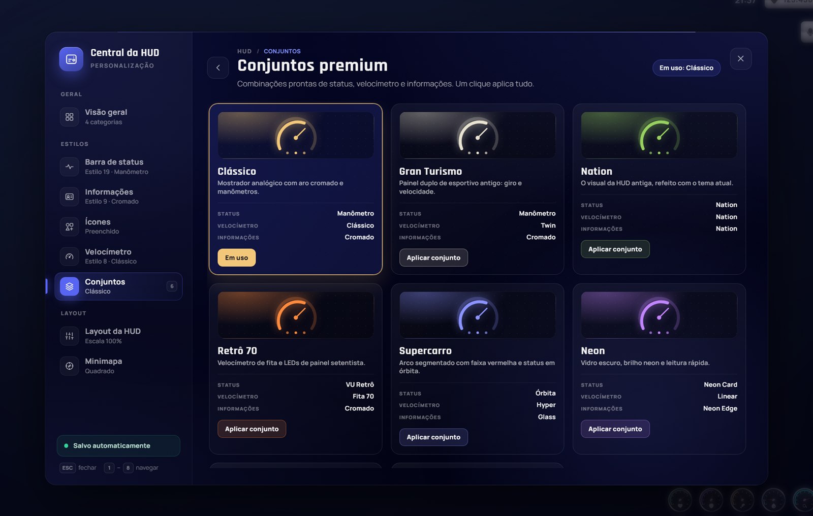 Página de conjuntos premium